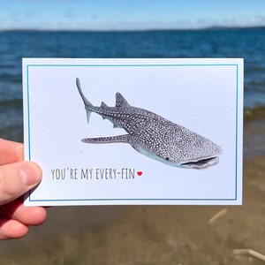 Walhai-Walhai-Wahnspiel-Karte, Walhai-Grußkarte, Aquarell-Walhai-Karte, recycelte Karte, Hai-Valentinstagskarte, Naturschutz
