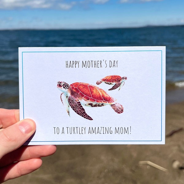 Sea turtle mother's day card, turtle lover greeting card, vegan mother's day card, recycled paper greeting card, recycled mother's day card