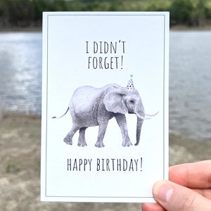 Cartão de trocadilho de elefante, cartão de aniversário de elefante, cartão de elefante em aquarela, cartão reciclado, cartão de conservação da vida selvagem, salve os elefantes
