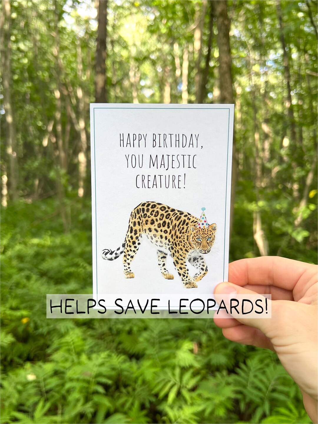 Leopard Birthday Card, Amur Leopard Greeting Card, Funny Wildlife Card ...