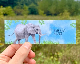 Watercolor African Elephant Bookmark, Endangered Species Bookmark, Elephant Lover Gift, Elephant Funny Bookmark For Animal Lover