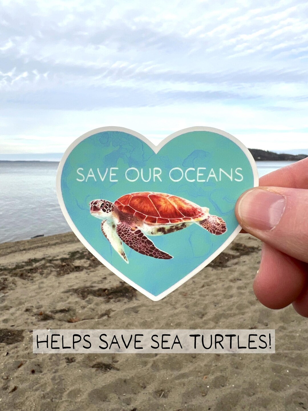 Save Our Oceans Sticker, Watercolor Sea Turtle Sticker, Sea Turtle ...