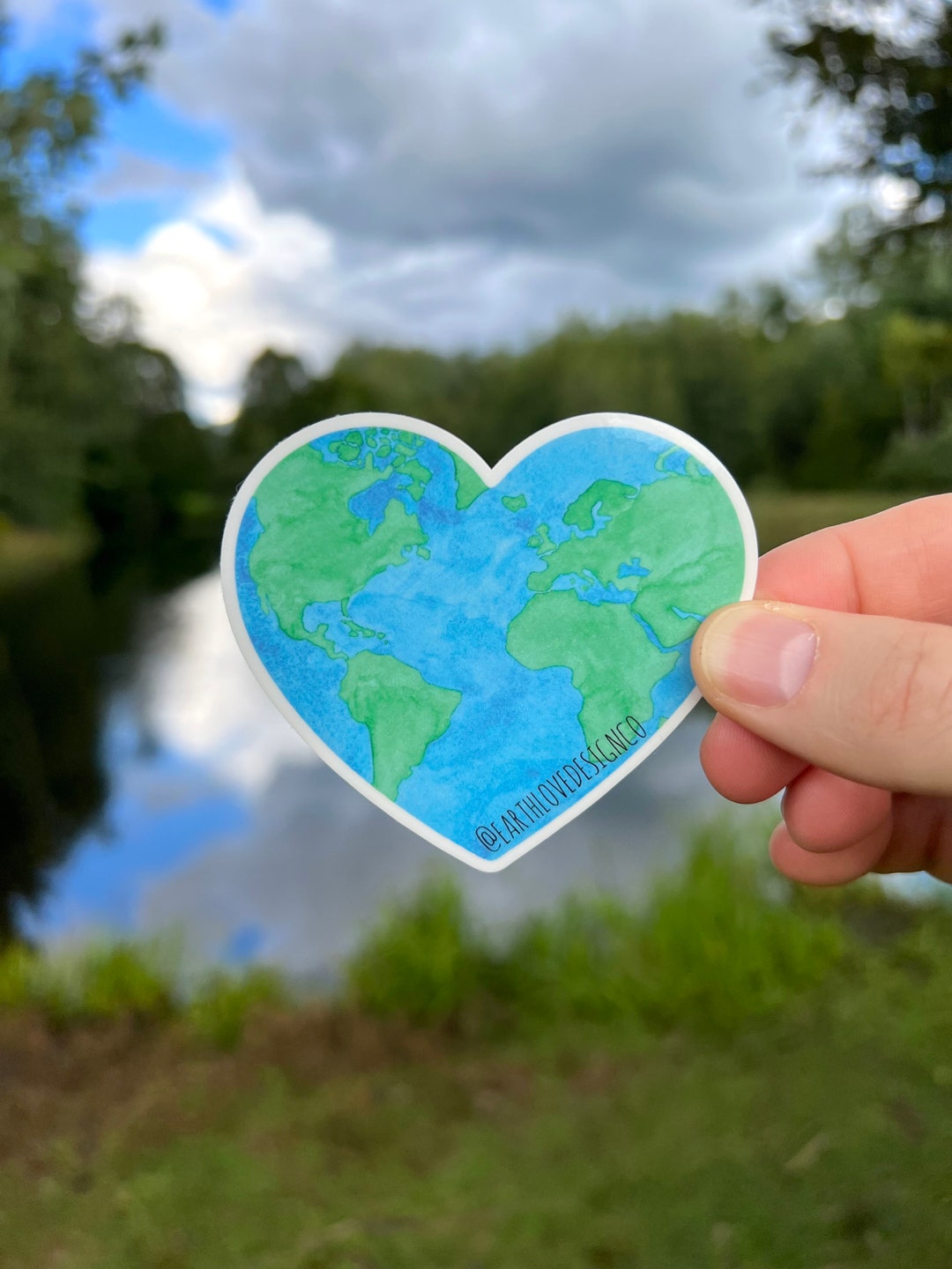 Earth Heart Sticker Earth Love Design Eco Friendly Sticker Etsy