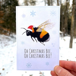 Urlaub Wortspiel Karte, Weihnachtskarte, Bienen Weihnachtskarte, Aquarell Feiertagskarte, Recycling Karte, Wildtierschutzkarte, Rette die Bumblebee