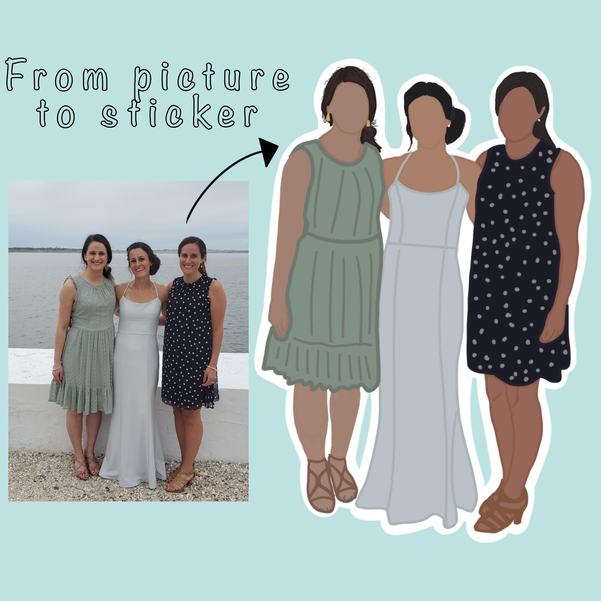 Personalized Faceless Portrait Sticker, Custom Waterproof Cartoon Decal ...