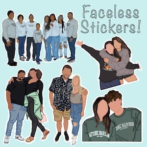 Gepersonaliseerde anonieme sticker; Portretsticker; Mensen als cartoonstickers; Waterdichte stickers aangepast