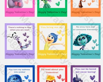 Printable Inside Out 2 Valentine's Cards PNG