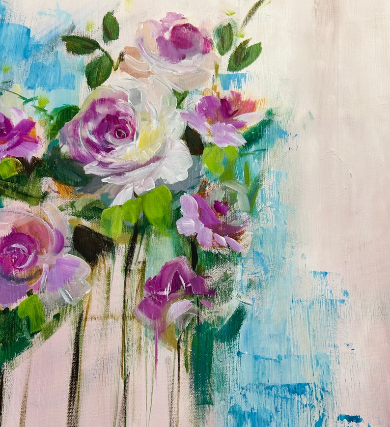 Custom Acrylic Roses on Canvas - Etsy
