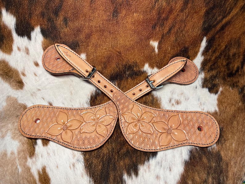 Tooled Leather Spur Straps Etsy