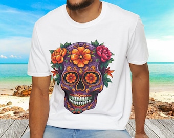 Sugar Skull shirt,Dia De Los Muertos Shirt, Sugar Skull T-Shirt, Flowered Skull Shirt,Halloween Group Shirt, Halloween Shirt, Halloween Tee