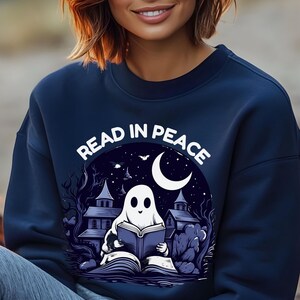 Halloween Ghost Read In Peace Shirt, Halloween Ghost Reading Sweatshirt, Funny Halloween Shirt, Book Lover Halloween Gift, Spooky Season Tee
