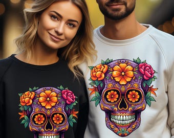 Sugar Skull shirt,Dia De Los Muertos Shirt, Sugar Skull T-Shirt, Flowered Skull Shirt,Halloween Group Shirt, Halloween Shirt, Halloween Tee