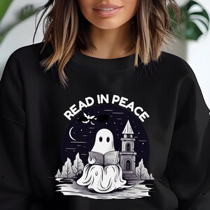 Halloween Ghost Read In Peace Shirt, Halloween Ghost Reading Sweatshirt, Funny Halloween Shirt, Book Lover Halloween Gift, Spooky Season tee