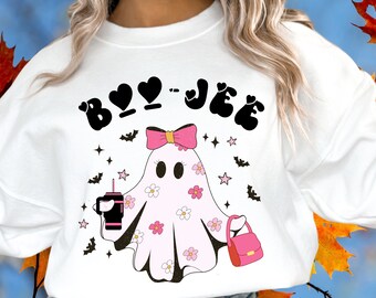 Halloween Ghost Sweatshirt, Boo Jee Shirt, Cute Ghost Shirt, Spooky Season Ghost Sweater, Spooky Vibes Fall Shirt, Halloween Gifts,Halloween