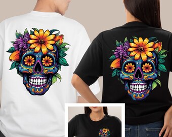 Sugar Skull shirt,Dia De Los Muertos Shirt, Sugar Skull T-Shirt, Flowered Skull Shirt,Halloween Group Shirt, Halloween Shirt, Halloween Tee