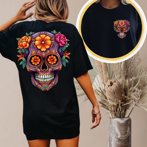 Sugar Skull shirt,Dia De Los Muertos Shirt, Sugar Skull T-Shirt, Flowered Skull Shirt,Halloween Group Shirt, Halloween Shirt, Halloween Tee