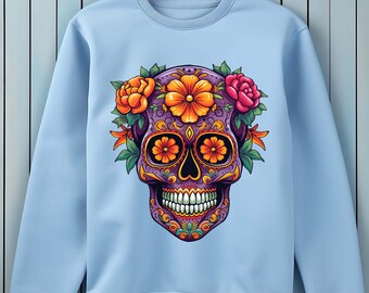 Sugar Skull shirt,Dia De Los Muertos Shirt, Sugar Skull T-Shirt, Flowered Skull Shirt,Halloween Group Shirt, Halloween Shirt, Halloween Tee