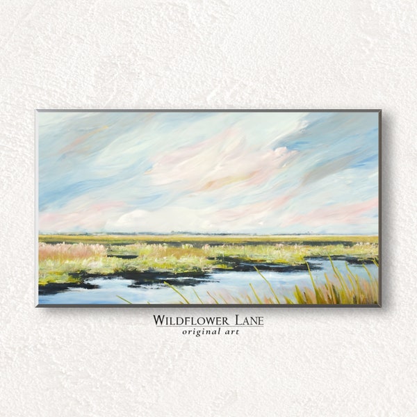 Samsung Frame TV Art - Modern Bright Coastal Marshes Landscape - Instant Digital Download