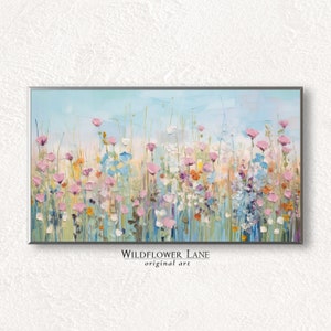 Samsung TV Frame Art - Soft Pastels Abstract Wildflower Meadow - Instant Digital Download