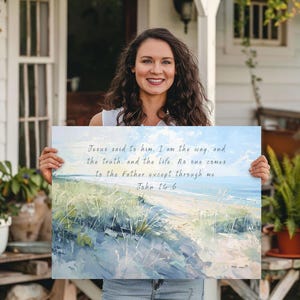 Christian Faith Wall Decor: Inspirational Bible Verse Canvas Art Print - I am the Way