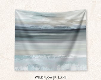 Wall Tapestry Art - Blue & Grey Abstract Fabric Art Wall Hanging Boho Decor for Home Apartment and Dorm Decor