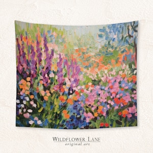 Nature's Canvas: Abstract Impressionist Style Fabric Wall Hanging Tapestry for Summer