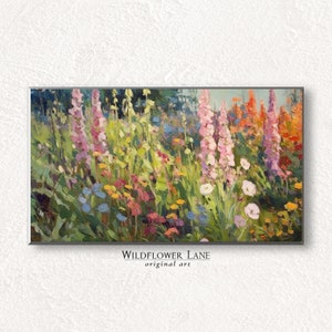Samsung Frame TV Art - Cottagecore Colorful Flower Summer Garden - Instant Digital Download