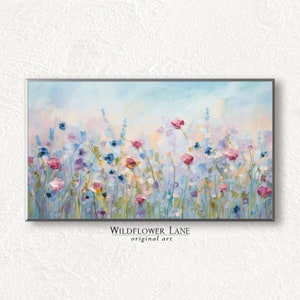 Samsung Frame TV Art - Blue Wildflower Meadow - Instant Digital Download