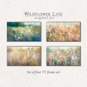 Digital Art for Frame TV - Wildflower Meadows Collection - Set of 4  - Colorful Abstract Spring Meadow Landscapes to Enhance Your Décor