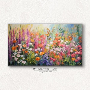 Samsung Frame TV Art - Kleurrijke zomerbloementuin - Instant digitale download