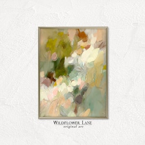 Printable Wall Art - Soft and Serene, Modern Abstract Floral Art in Ivory and Sage Green - Instant Digital Fine Art Download
