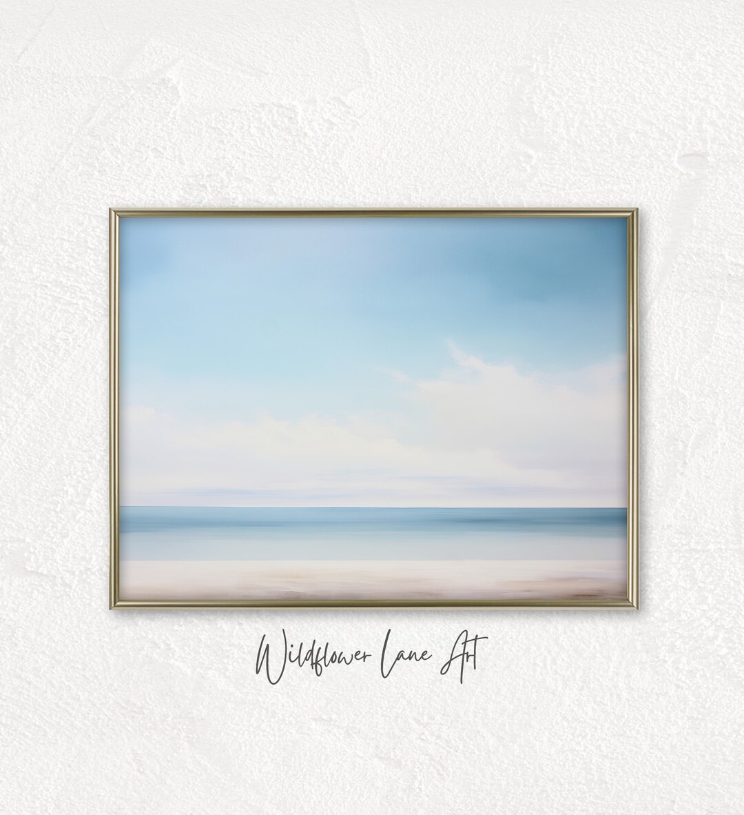 Printable Wall Art: Coastal Serene Seascape in Calming Blue, Neutral ...