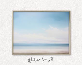 Printable Wall Art: Coastal Serene Seascape in Calming Blue, Neutral Colors for a Peaceful Retreat, Instant Digital Download