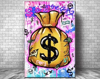 Secure The Bag Motivation Canvas || Wall Décor Motivation Canvas || Money Bag Inspirational Canvas Print