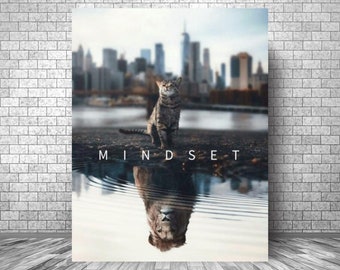 MINDSET Is EVERYTHING || Lion And Cat Motivation Canvas || Lion And Cat Inspirational Poster