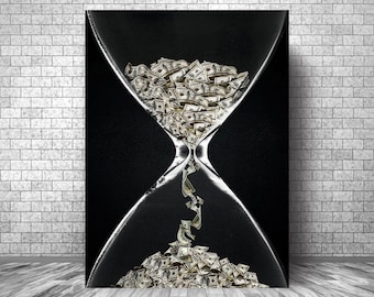 TIME Is MONEY Motivation Canvas || Time Wall Art Motivation Canvas || Money Inspirational Canvas Print