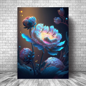 Bunte Blumen Leinwand Druck || Blumen Wand Kunst Poster || Inspirierende Wohnzimmer Dekoration