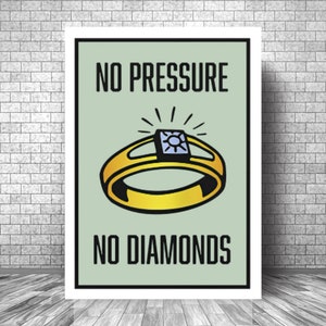 No PRESSURE No DIAMONDS Motivation Canvas || Monopoly Motivation Canvas || Monopoly Inspirational Canvas Print