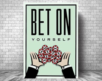 BET On YOURSELF Motivation Canvas || Monopoly Motivation Canvas || Monopoly Inspirational Canvas Print