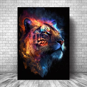 Colorful Tiger Canvas Print || Tiger Wall Art Canvas || Inspirational Tiger Poster