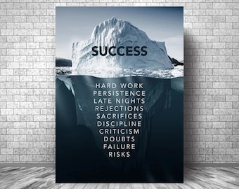 SUCCESS Motivation Canvas || Wall Décor Motivation Canvas || Ice Mountain Inspirational Canvas Print