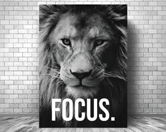 FOCUS Lion Motivation Canvas|| Lion Wall Art Canvas|| Lion Motivation Poster || Lion Inspirational Canvas Print