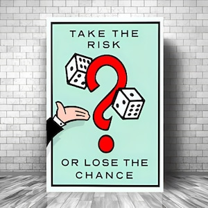 Take The RISK Or Lose The CHANCE Motivation Canvas || Monopoly Motivation Wall Art Canvas || Inspirational Canvas Print