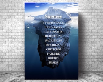 SUCCESS Motivation Canvas || Wall Décor Motivation Canvas || Ice Mountain Inspirational Canvas Print