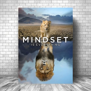 MINDSET Is Everything Motivation Canvas || Lion Motivation Canvas || Lion Inspirational Canvas Print