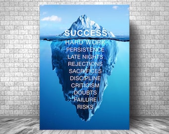 SUCCESS Motivation Canvas || Wall Décor Motivation Canvas || Ice Mountain Inspirational Canvas Print