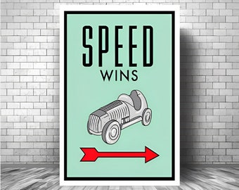 SPEED WINS Monopoly Motivation Canvas || Monopoly Motivation Canvas || Monopoly Inspirational Canvas Print Print