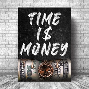 TIME Is MONEY Motivation Canvas || Time Wall Art Motivation Canvas || Money Inspirational Canvas Print
