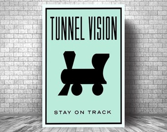 Tunnel VISION Stay On TRACK Motivation Canvas || Monopoly Motivation Canvas || Monopoly Inspirational Canvas Print