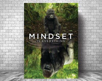 MINDSET Is Everything Motivation Canvas|| Gorilla Motivation Canvas || Inspirational Gorilla Canvas Print